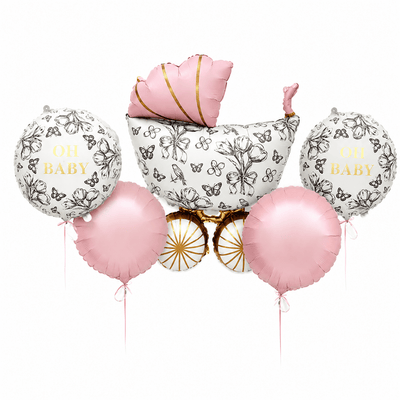 Set baloane Oh Baby cărucior - roz (set 5 buc baloane diferite) - CraftUp