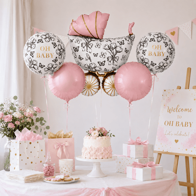 Set baloane Oh Baby cărucior - roz (set 5 buc baloane diferite) - CraftUp