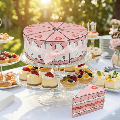 Set cutii mărturii tort căpșuni (set 10 felii) - CraftUp