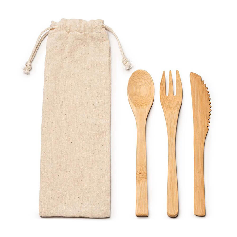 Set de tacâmuri din lemn în săculeț de canvas - CraftUp