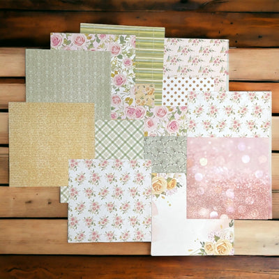Set foi hârtie creativă 15x15 cm - Model Floral (set 12 foi) - CraftUp
