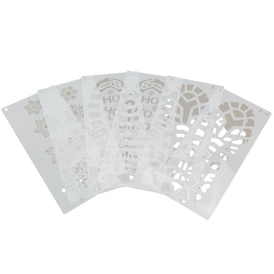 Set șabloane Crăciun din plastic pentru urme de pași - Alb (set 6 buc) - CraftUp