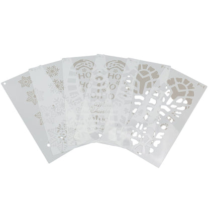 Set șabloane Crăciun din plastic pentru urme de pași - Alb (set 6 buc) - CraftUp