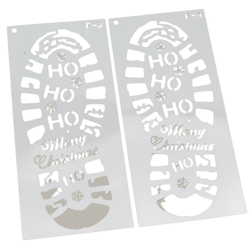 Set șabloane Crăciun din plastic pentru urme de pași - Alb (set 6 buc) - CraftUp