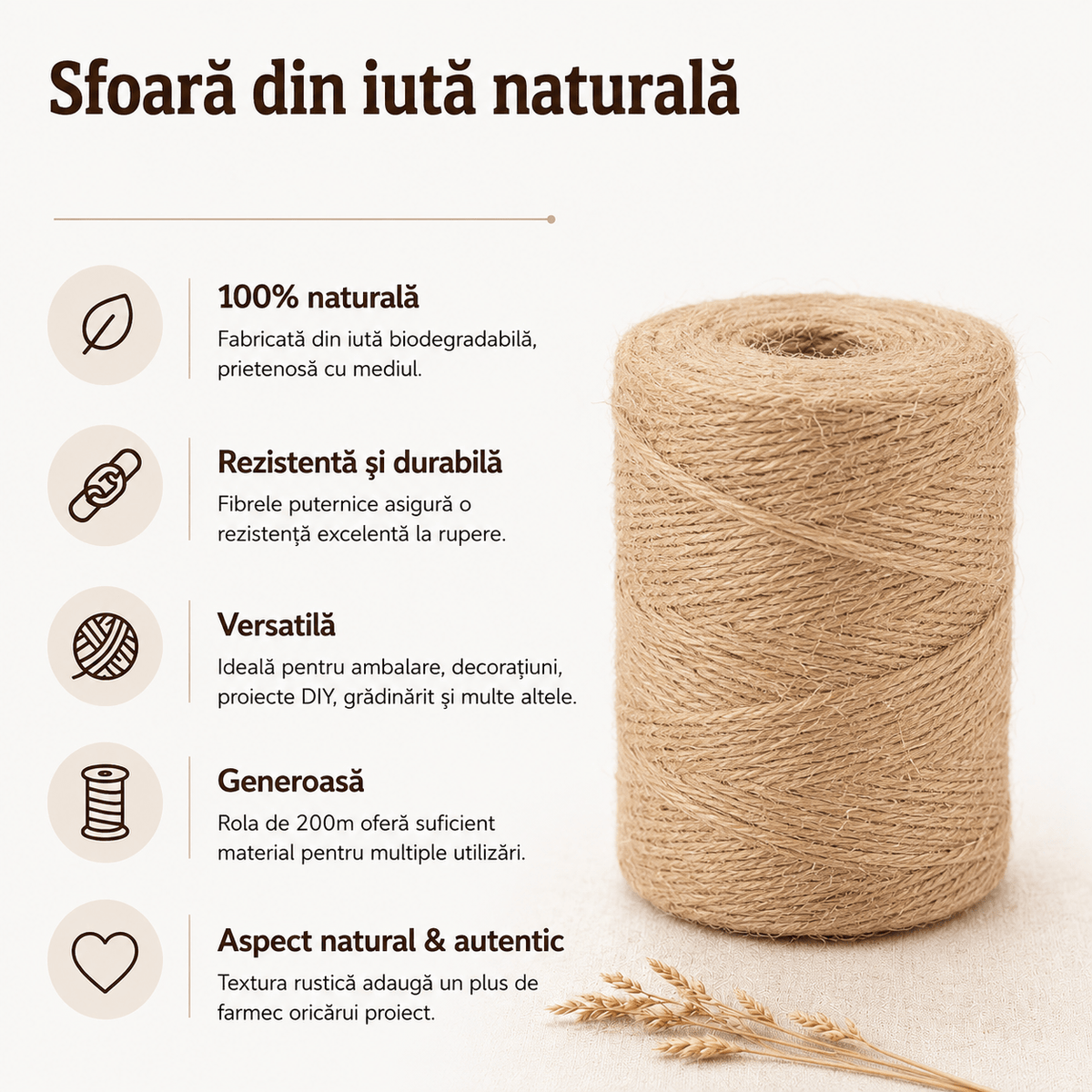 Sfoară iută naturală în rolă - CraftUp