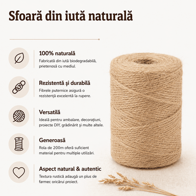 Sfoară iută naturală în rolă - CraftUp