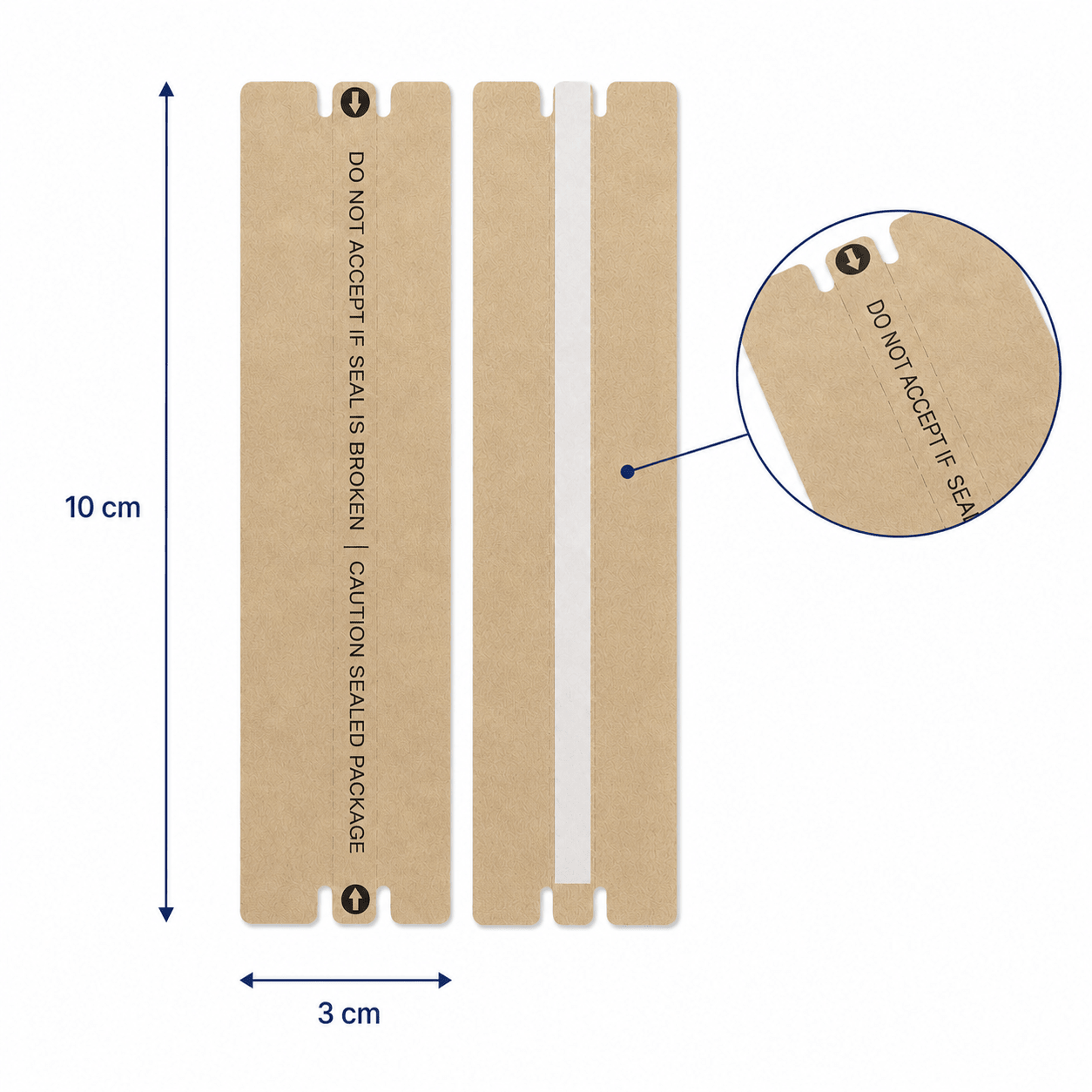 Sigilii adezive de securitate cu text de avertizare - kraft (set 10 buc) - CraftUp