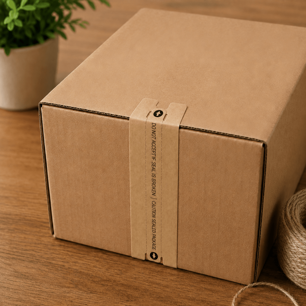 Sigilii adezive de securitate cu text de avertizare - kraft (set 60 buc) - CraftUp