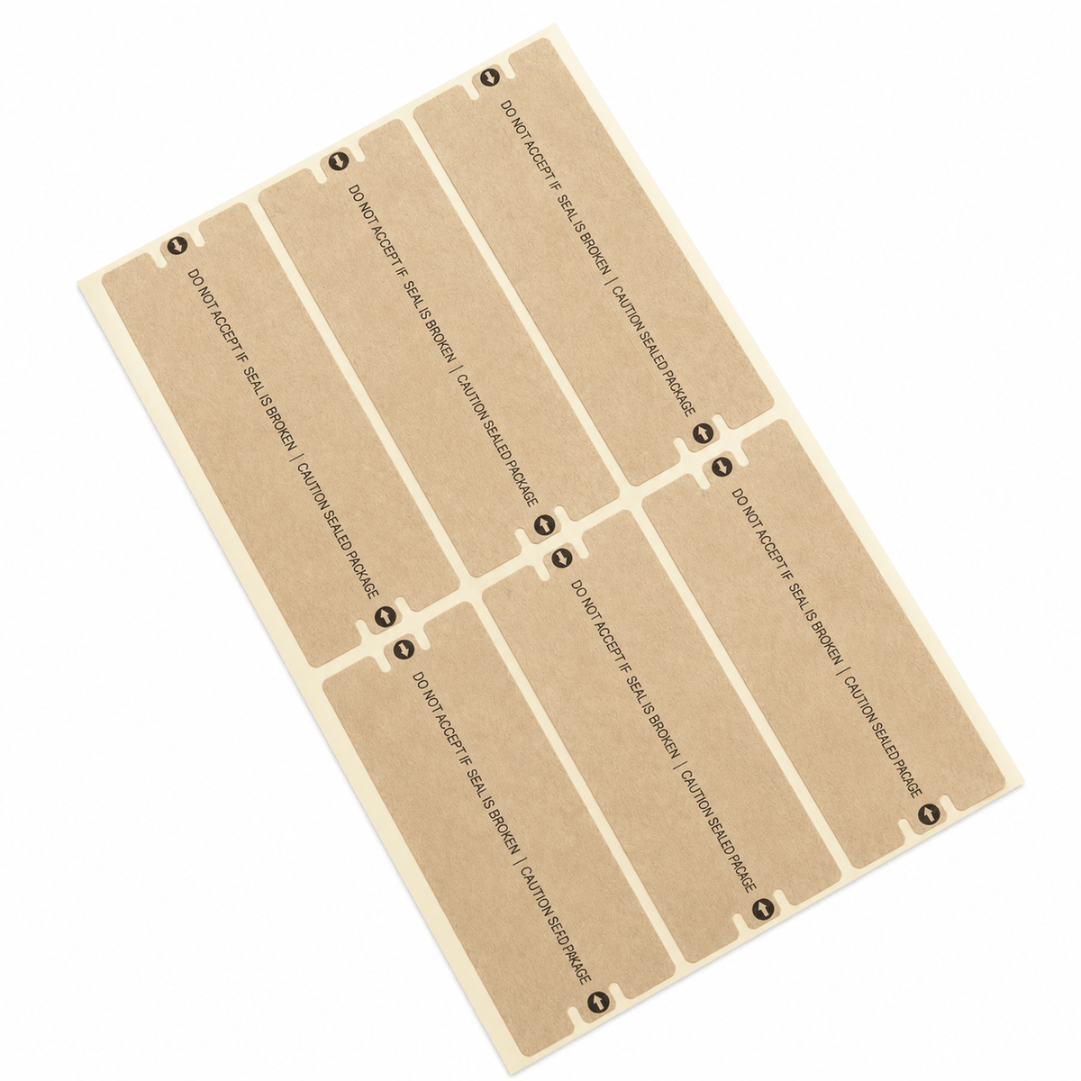 Sigilii adezive de securitate cu text de avertizare - kraft (set 60 buc) - CraftUp