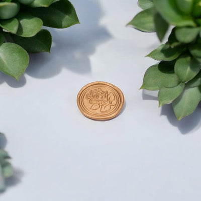 Sigiliu ceară 3cm cu adeziv - model trandafir întreg auriu (set 50 buc) - CraftUp
