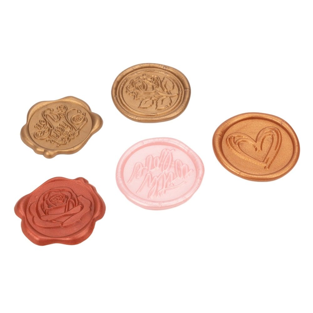 Sigiliu ceară 3cm cu adeziv - model trandafir roșu (set 50 buc) - CraftUp
