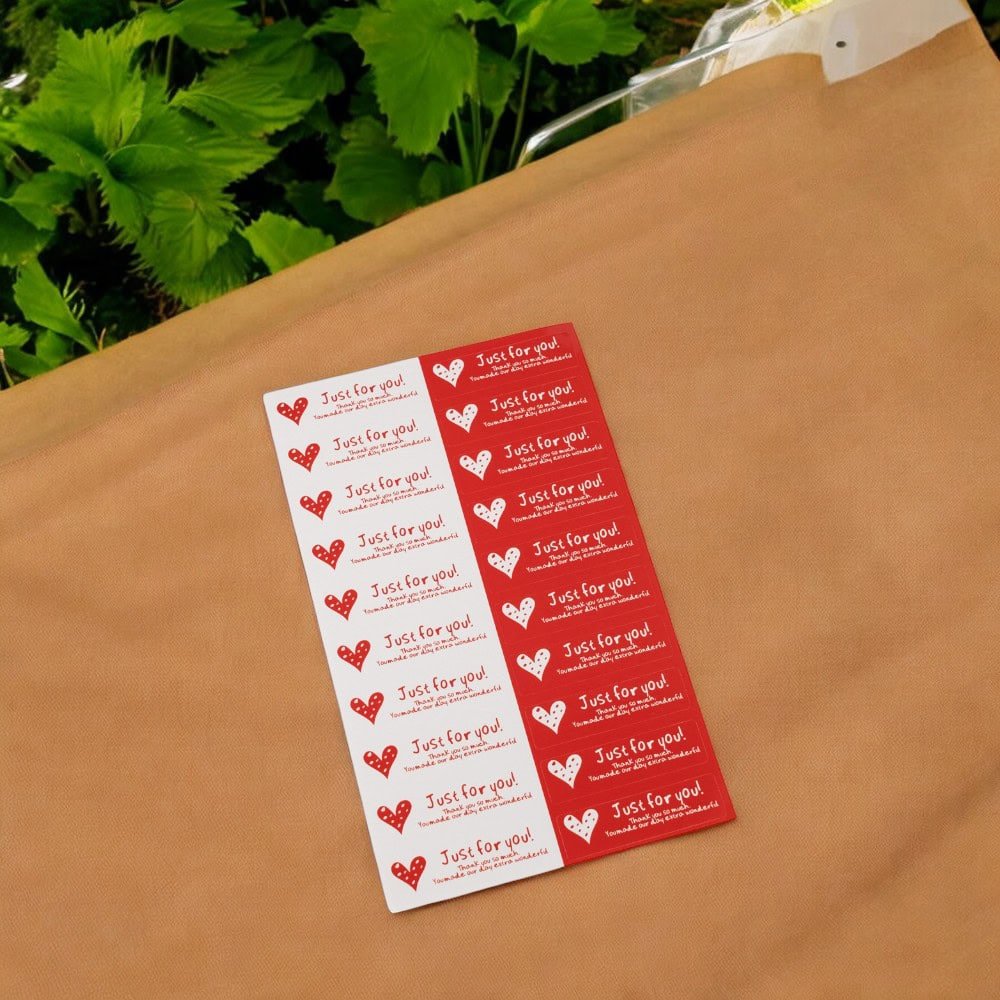 Stickere cu inimioare si mesaj Just for you - alb/rosu (200 buc) - CraftUp