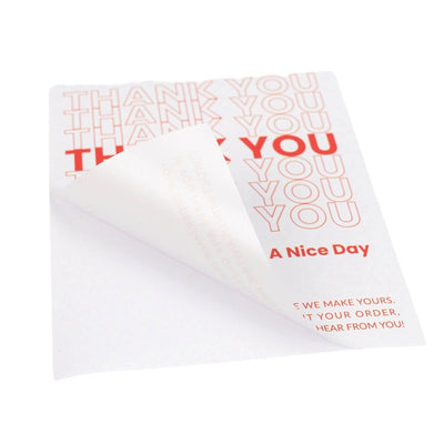 Stickere dreptunghiulare cu mesaj Thank you Have a nice day - roșu (set 50 buc) - CraftUp