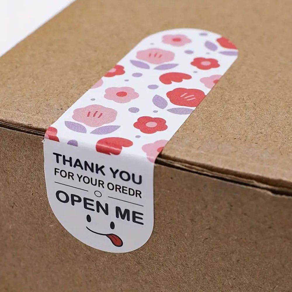 Stickere lungi ovale cu mesaj Thank you - model 1 (set 100 buc) - CraftUp