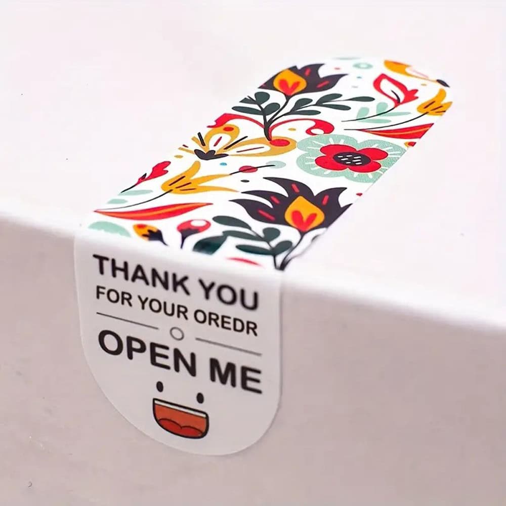 Stickere lungi ovale cu mesaj Thank you - model 1 (set 100 buc) - CraftUp