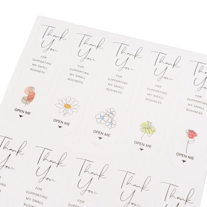 Stickere lungi ovale cu mesaj Thank you - model 2 (set 100 buc) - CraftUp