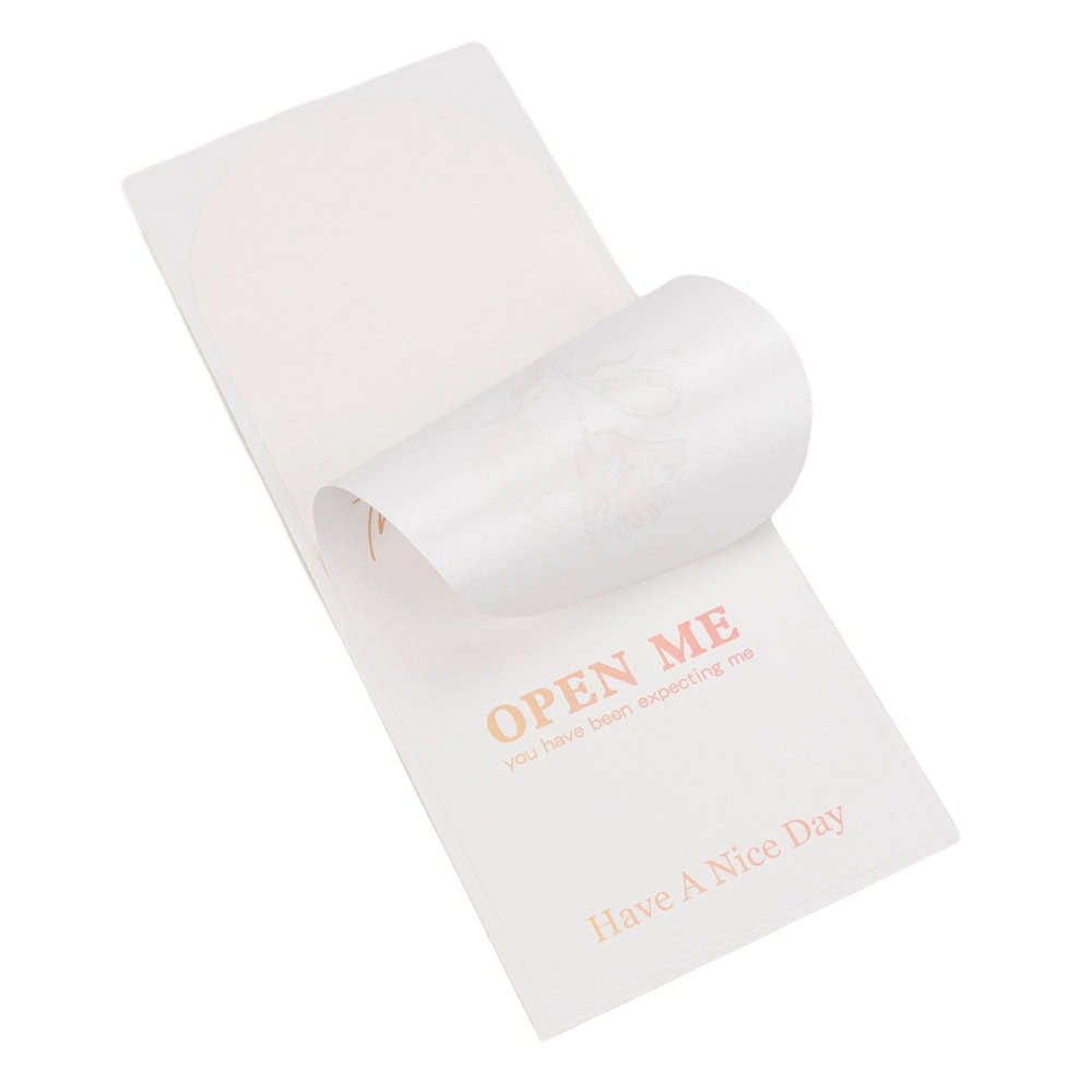 Stickere rotunde din hârtie cu mesaj Thank you open me - alb (set 50 buc) - CraftUp