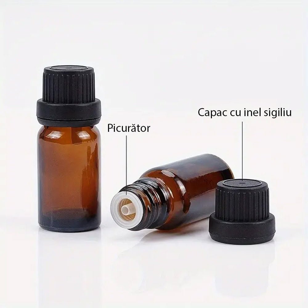 Sticluță ambră reutilizabilă cu picurător și capac negru cu inel sigiliu - CraftUp