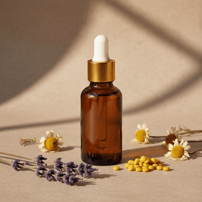 Sticluță ambră reutilizabilă cu pipetă și capac alb - auriu - CraftUp