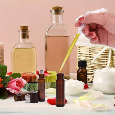 Sticluță ambră reutilizabilă cu roll on metalic și capac negru 10ml - CraftUp