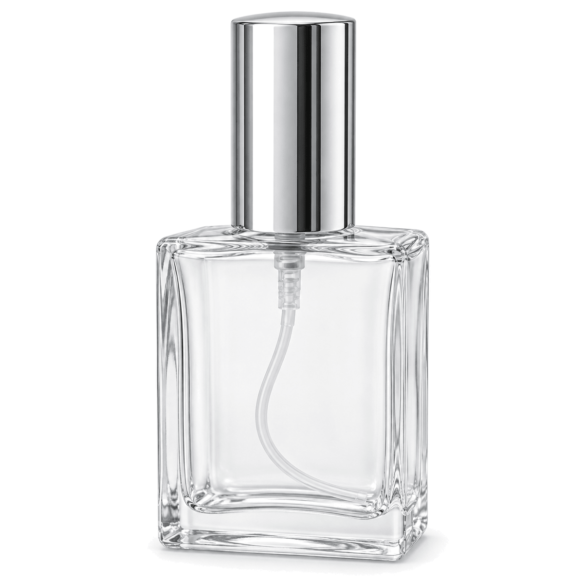 Sticluță de parfum pătrată cu spray și capac argintiu, 15 ml - transparentă - CraftUp