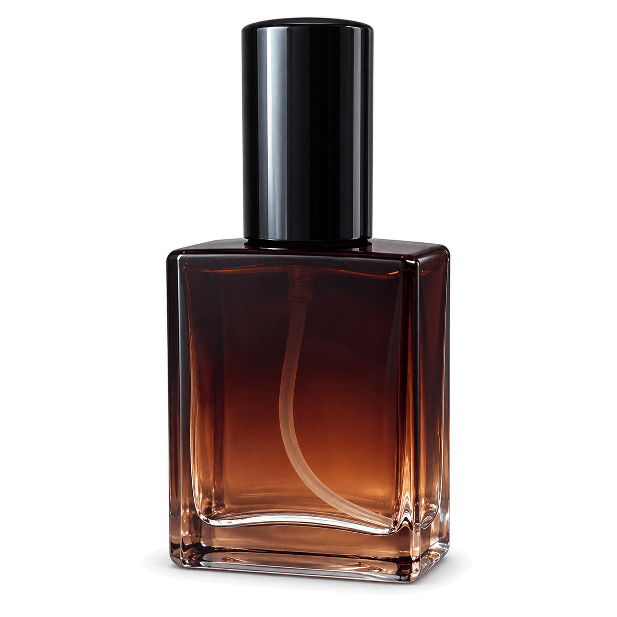 Sticluță de parfum pătrată cu spray și capac negru, 15 ml - ambră - CraftUp