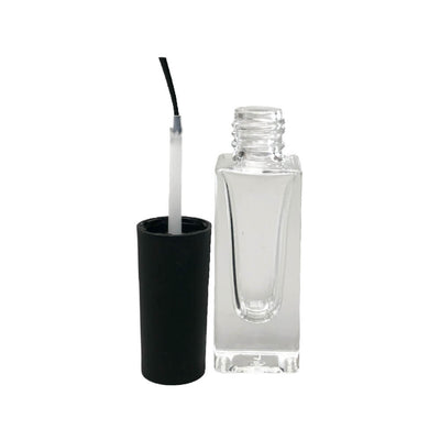 Sticluță transparentă înaltă cu pensulă ojă și capac negru 5ml - CraftUp