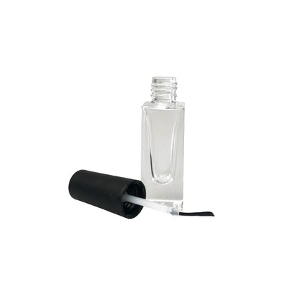 Sticluță transparentă înaltă cu pensulă ojă și capac negru 5ml - CraftUp