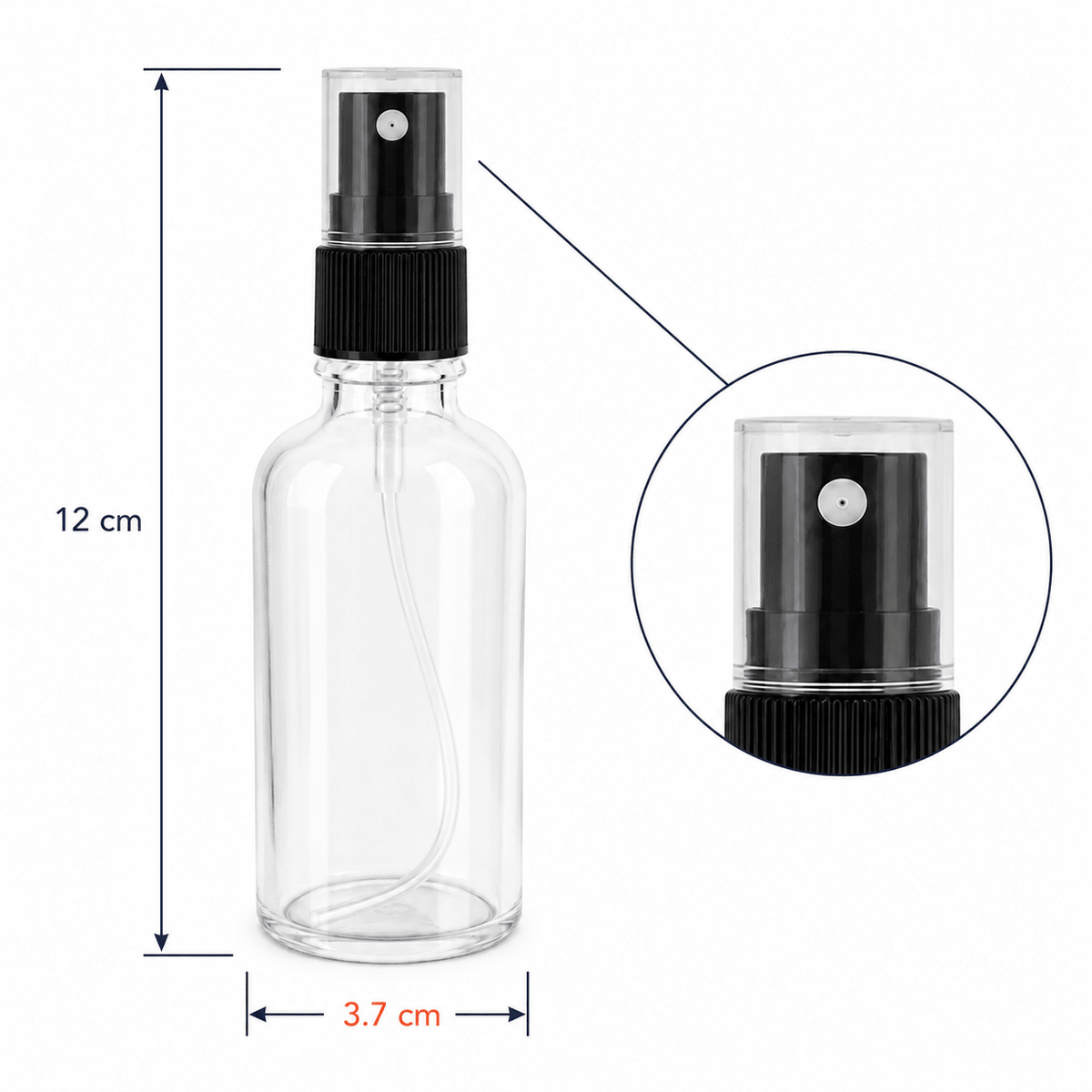 Sticluță transparentă reutilizabilă cu spray și capac 50ml - CraftUp