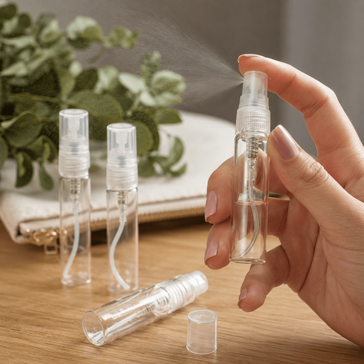 Sticluță transparentă reutilizabilă cu spray și capac - CraftUp