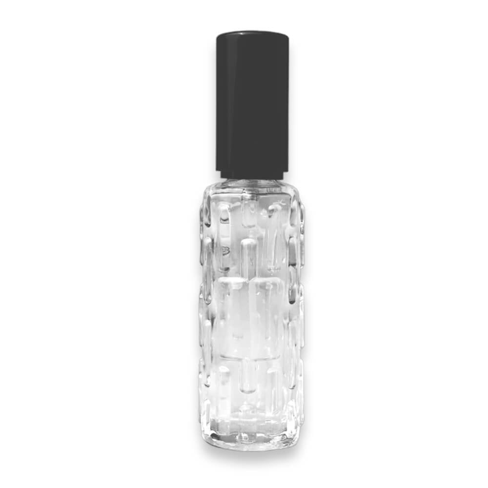 Sticluță transparentă reutilizabilă model liniar cu spray și capac negru 10 ml - CraftUp