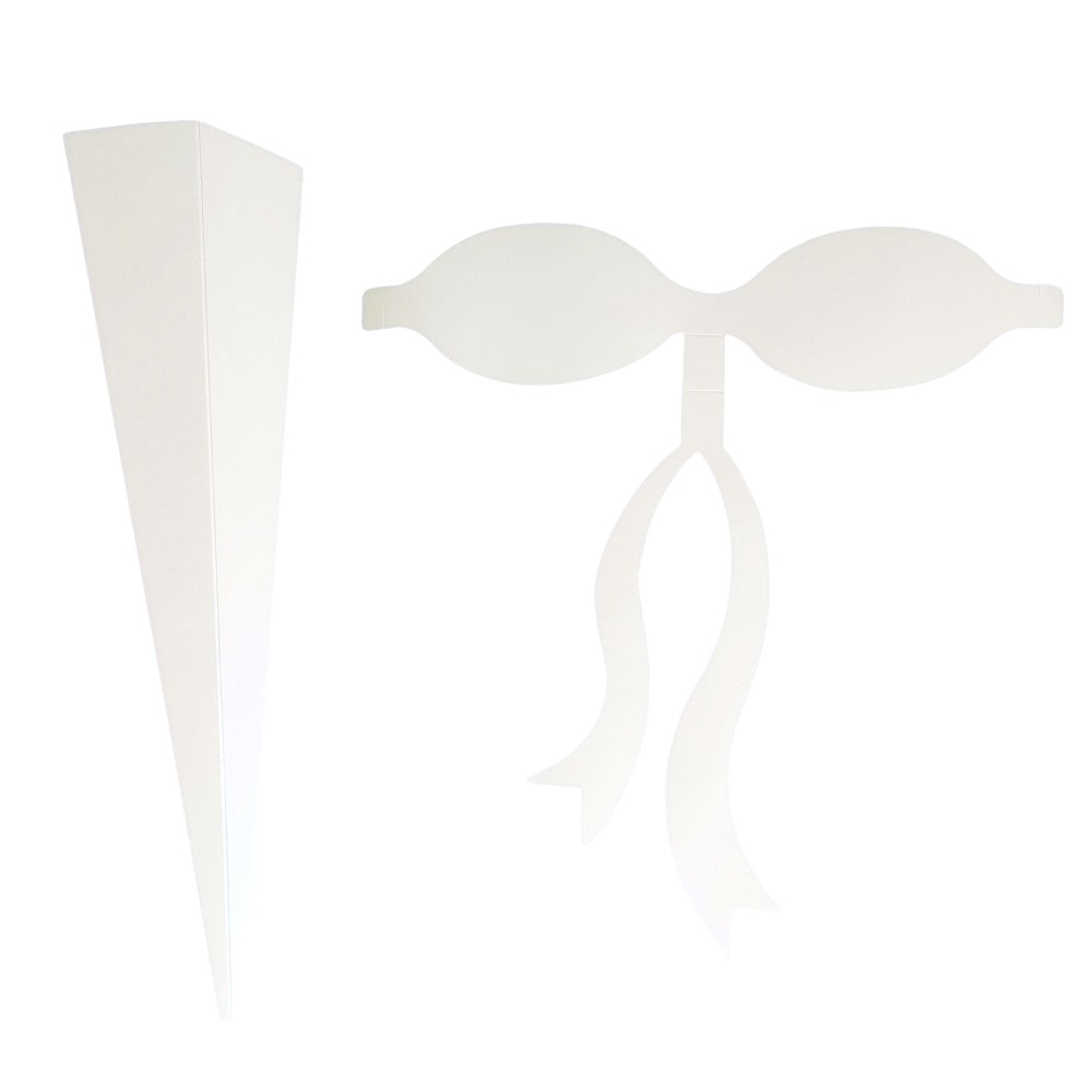 Suport buchet de flori cu fundă - Alb (set 10 buc) - CraftUp