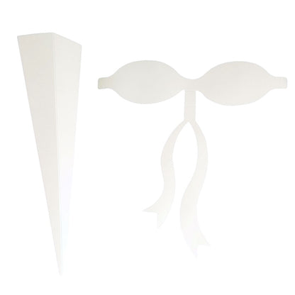 Suport buchet de flori cu fundă - Alb (set 10 buc) - CraftUp