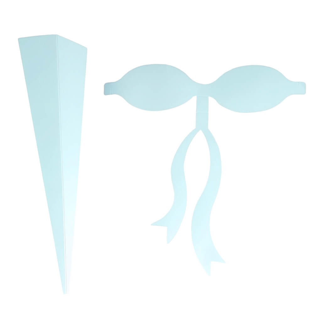 Suport buchet de flori cu fundă - Bleu (set 10 buc) - CraftUp