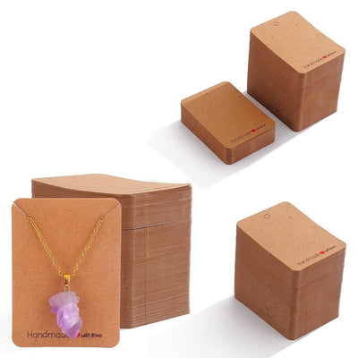 Suport cercei și colier din hârtie cu mesaj Handmade - kraft (set 100 buc) 6x9cm - CraftUp