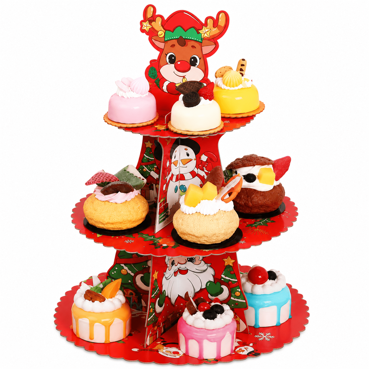 Suport deserturi de Crăciun cu 3 nivele - multicolor - CraftUp