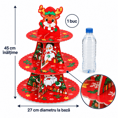 Suport deserturi de Crăciun din carton cu 3 niveluri - multicolor - CraftUp