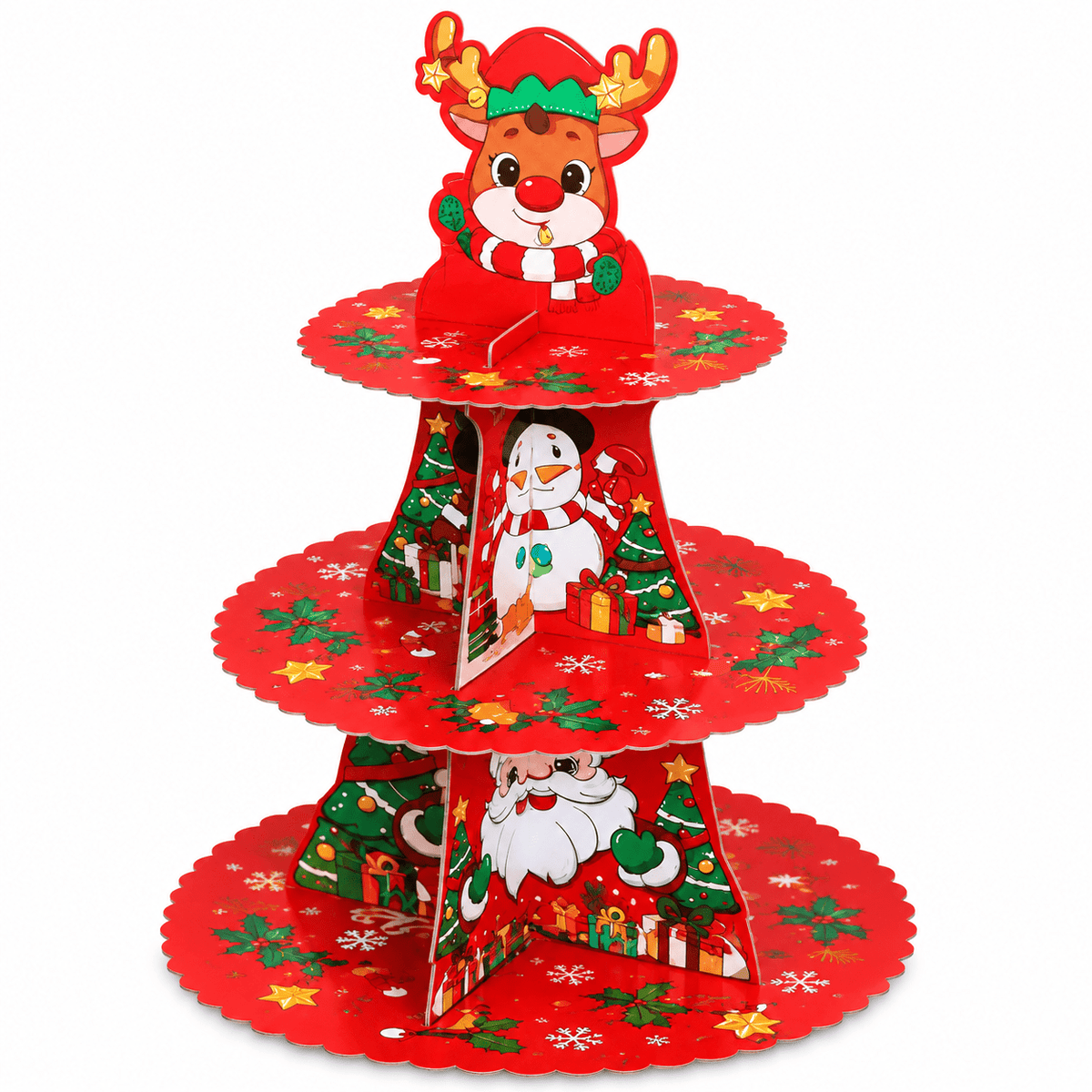 Suport deserturi de Crăciun din carton cu 3 niveluri - multicolor - CraftUp