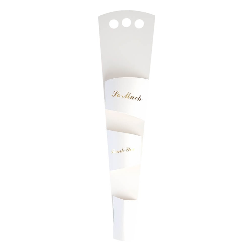 Suport din hartie cu mâner pentru o floare - alb (set 12 buc) - CraftUp