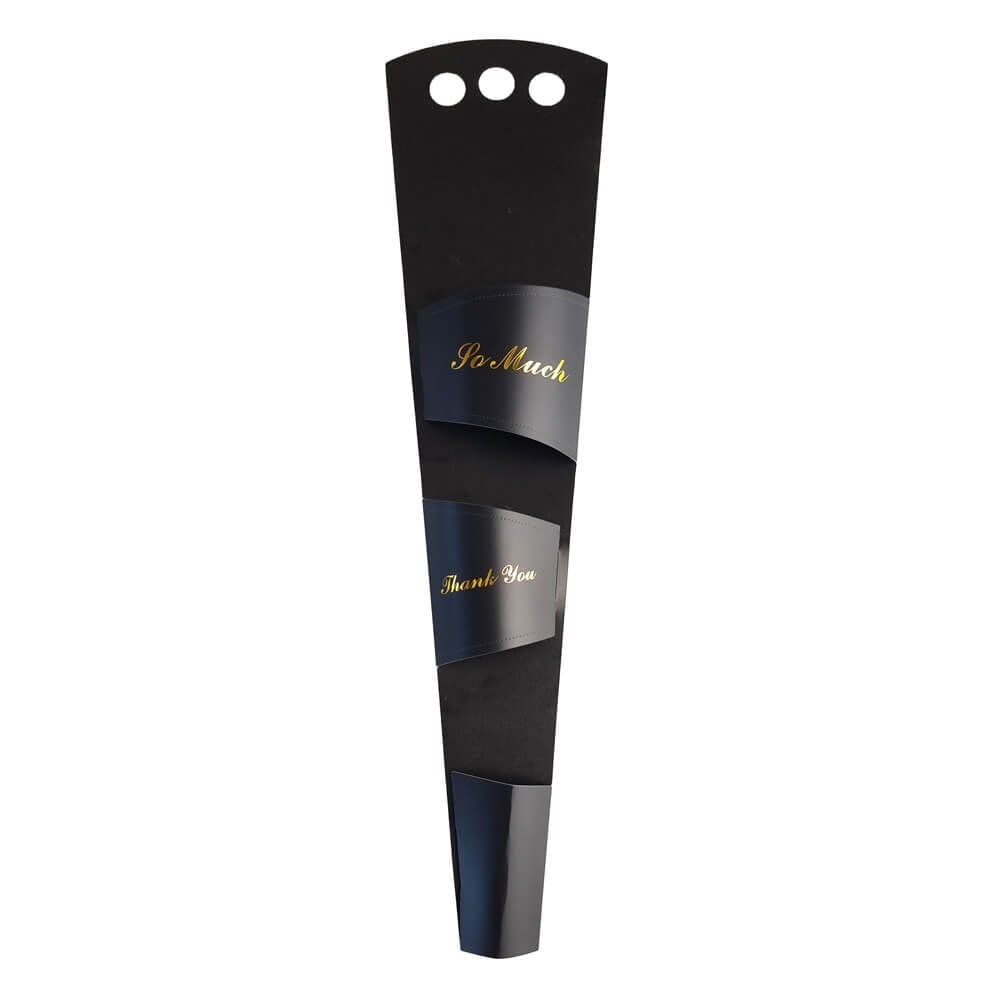 Suport din hartie cu mâner pentru o floare - negru (set 12 buc) - CraftUp