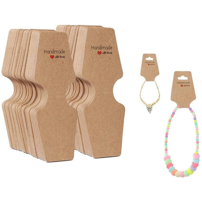 Suport în formă de trapez cu adeziv si mesaj Handmade with love - kraft (set 100 buc) - CraftUp