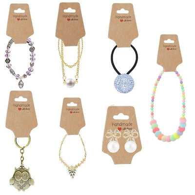 Suport în formă de trapez cu adeziv si mesaj Handmade with love - kraft (set 100 buc) - CraftUp