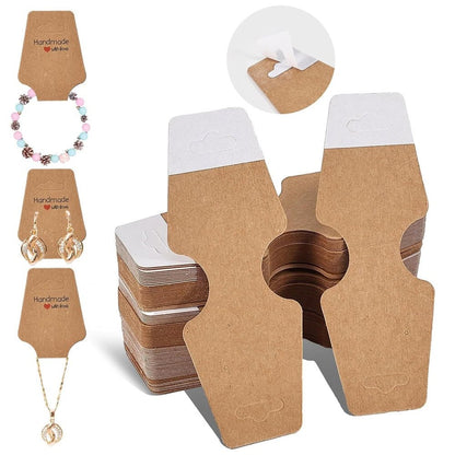 Suport în formă de trapez cu adeziv si mesaj Handmade with love - kraft (set 100 buc) - CraftUp