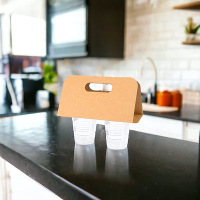 Suport kraft cu mâner pentru două pahare 24x39.5cm (set 50 buc) - CraftUp