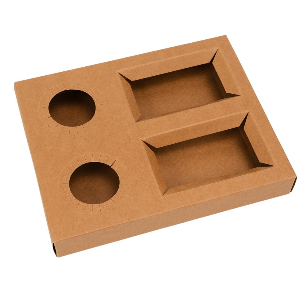 Tavă cu 4 inserții - două pahare și două tăvițe - Kraft (set 50 buc) - CraftUp