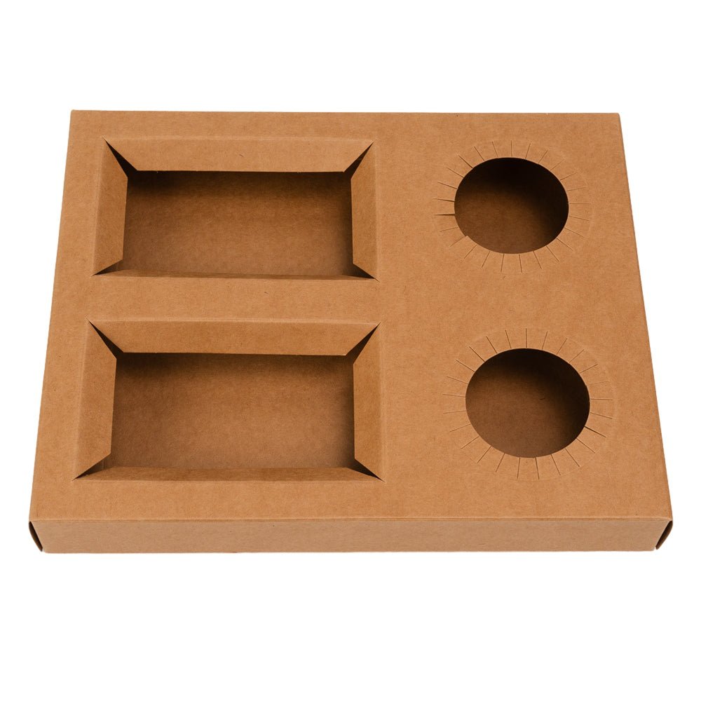 Tavă cu 4 inserții - două pahare și două tăvițe - Kraft (set 50 buc) - CraftUp