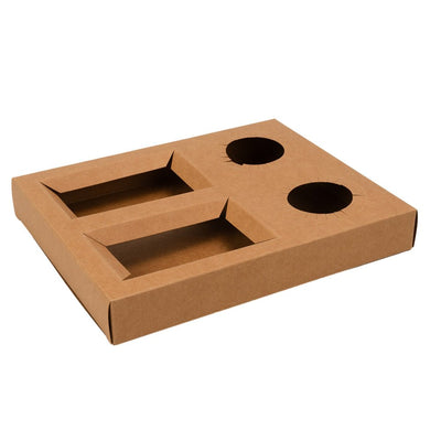 Tavă cu 4 inserții - două pahare și două tăvițe - Kraft (set 50 buc) - CraftUp