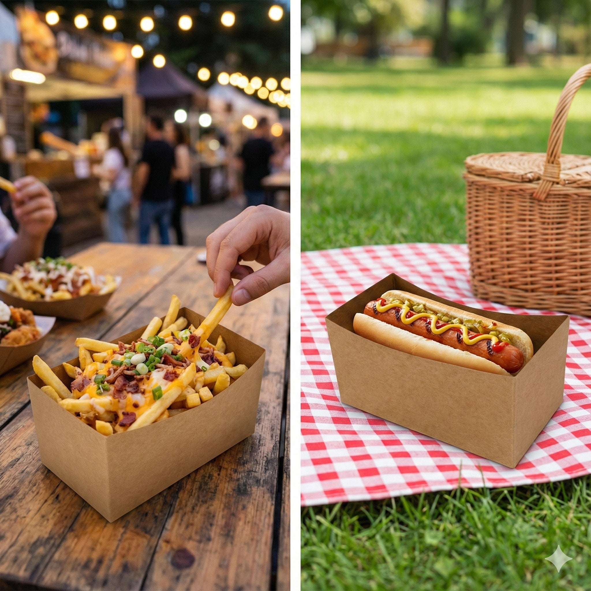 Tăviță carton bărcuță - Kraft (set 50 buc) - CraftUp