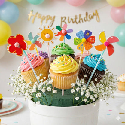 Toppere decorative cu flori și fluturi pentru aranjamente florale (set 50 buc) - CraftUp