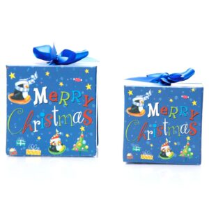 Set 2 cutii pătrate de Crăciun - model cadouri colorate 1 - craftup.ro